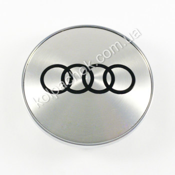 Колпачок на диски Audi серебро/черный лого (62-68мм) Колпачок на диски Audi серебро/черный лого (62-68мм)