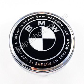 Колпачок на диски BMW M 50 Year Anniversary черно-белый (60мм) Колпачок на диски BMW M 50 Year Anniversary черно-белый (60мм)