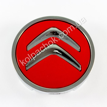 Ковпачок на диски Citroen червоний/хром лого (60мм)