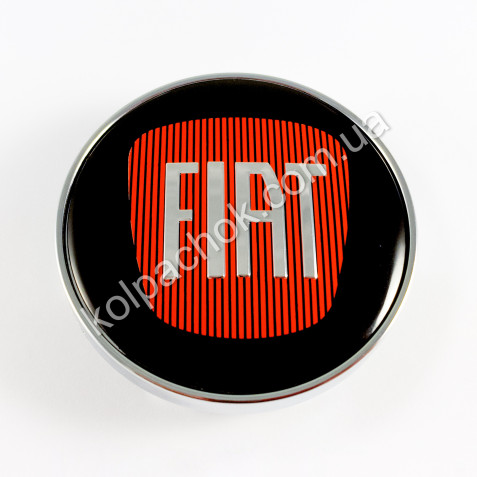 Ковпачок на диски Fiat чорний/червоний лого (60мм)