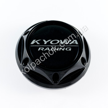 Ковпачок на диски Kyowa Racing чорний конус/болти/чорний лого (62-67мм) Ковпачок на диски Kyowa Racing чорний конус/болти/чорний лого (62-67мм)