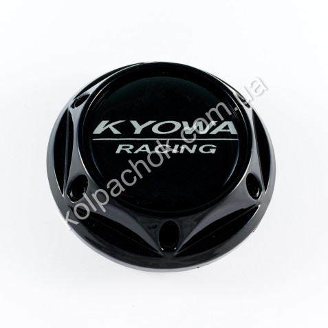 Ковпачок на диски Kyowa Racing чорний конус/болти/чорний лого (62-67мм)