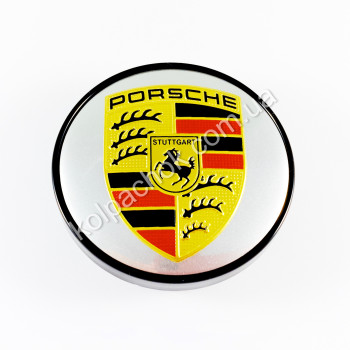 Ковпачок на диски Porsche срібло/чорний кант (56-60мм)