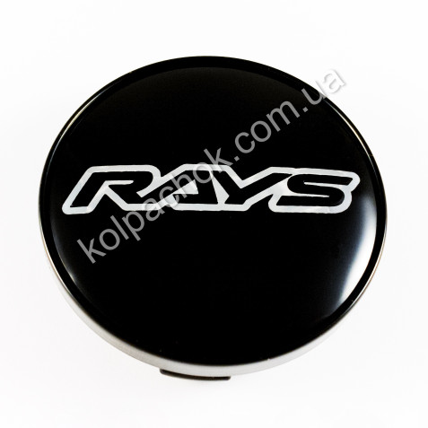 Ковпачок на диски Rays чорний/хром лого (56-60мм)