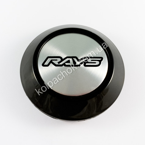 Ковпачок на диски Rays конус/чорний/сріблястий лого (72-77мм)