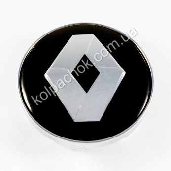 Колпачок на диски Renault черный/хром лого/хром кант (62-68мм)