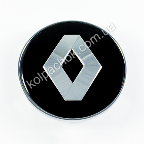 Колпачок на диски Renault черный/хром лого/хром кант (65-68мм)