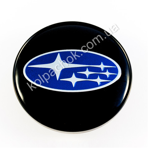 Колпачок на диски Subaru черный/синий лого (60мм)