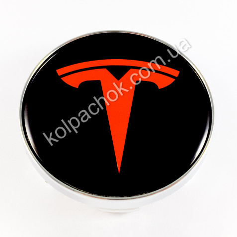 Колпачок на диски Tesla черный/красный лого (65-68мм)