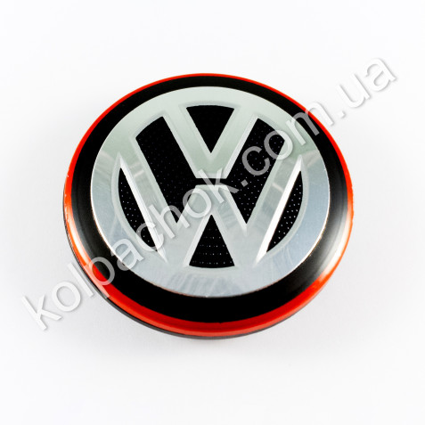 Колпачок на диски VolksWagen Polo красный кант 6C0601171 (56мм)