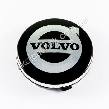 Ковпачок на диски Volvo чорний/хром лого 3546923 (64мм)