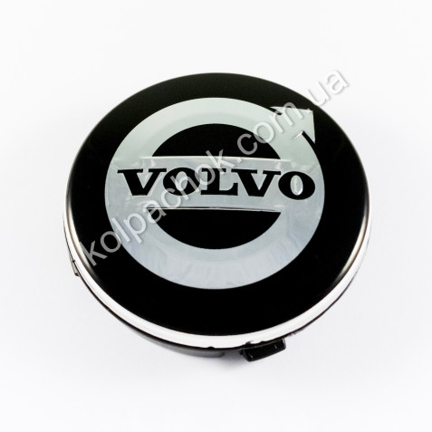 Ковпачок на диски Volvo чорний/хром лого 3546923 (64мм)
