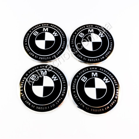 Наклейки для ковпачків на диски BMW M 50 Year Anniversary чорно-білі (56мм)