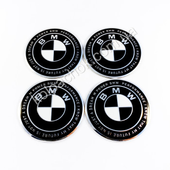 Наклейки для ковпачків на диски BMW M 50 Year Anniversary чорно-білі (60мм)