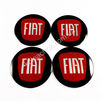 Наклейки для ковпачків на диски Fiat чорні/червоний лого (56мм) Наклейки для ковпачків на диски Fiat чорні/червоний лого (56мм)