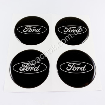 Наклейки для колпачков на диски Ford черные/белый лого (60мм) Наклейки для колпачков на диски Ford черные/белый лого (60мм)