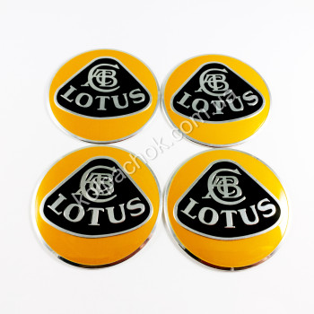Наклейки для ковпачків на диски Lotus жовті/чорний лого (56мм) Наклейки для ковпачків на диски Lotus жовті/чорний лого (56мм)