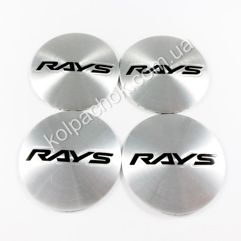 Наклейки для ковпачків на диски Rays хром/чорний лого (56мм)