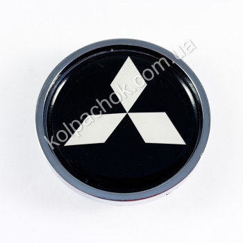 Ковпачок Mitsubishi чорний/білий лого (45-51мм)