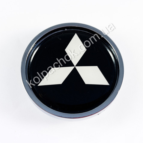 Ковпачок Mitsubishi чорний/білий лого (45-51мм)