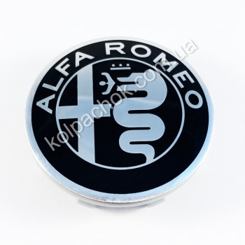 Колпачок на диски Alfa Romeo черный/хром лого 60652886 (47-50мм)