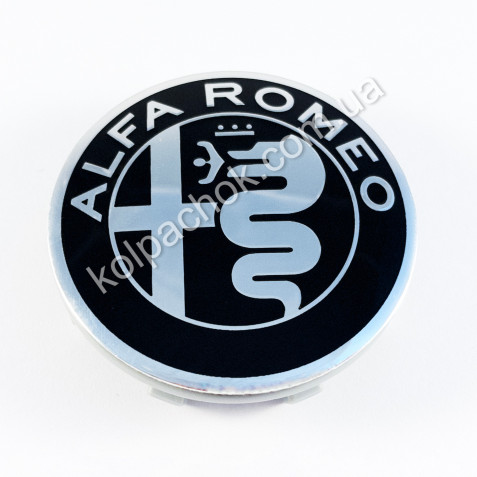 Ковпачок на диски Alfa Romeo чорний/хром лого 60652886 (47-50мм)