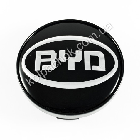 Ковпачок на диски BYD чорний/хром лого (56-69мм)