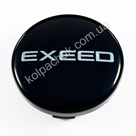Ковпачок на диски Exeed чорний/хром лого (60мм)