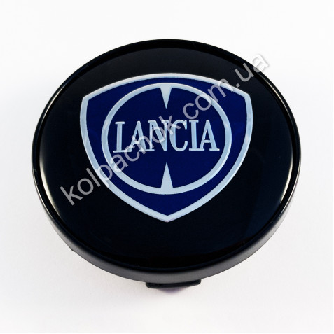 Ковпачок на диски Lancia чорний/синій лого (60мм)