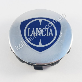 Колпачок на диски Lancia хром/синий лого (56мм)