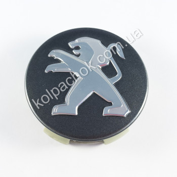 Ковпачок на диски Peugeot 9672558477 графіт/хром лого (60мм)