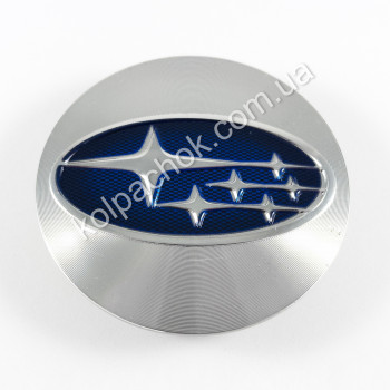 Колпачок на диски Subaru серебро/синий лого 28821-VA011 (59мм) (Оригинал)