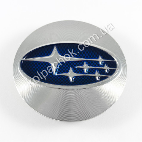 Колпачок на диски Subaru серебро/синий лого 28821-VA011 (59мм) (Оригинал)