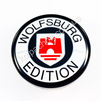 Колпачок на диски VolksWagen Wolfsburg Edition черный кант (60мм)