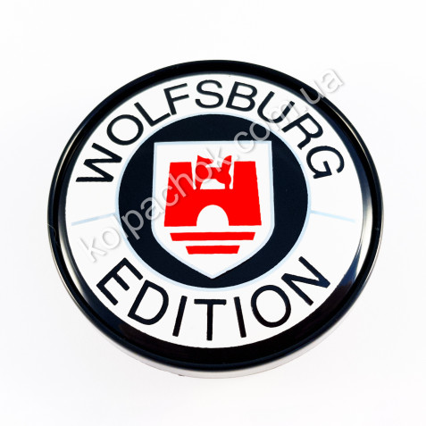 Колпачок на диски VolksWagen Wolfsburg Edition черный кант (60мм)