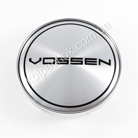 Ковпачок на диски Vossen срібло/чорний лого (60мм)