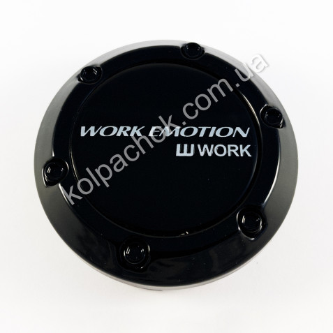 Ковпачок на диски Work Emotion конус/болти/чорний лого (62-66мм)