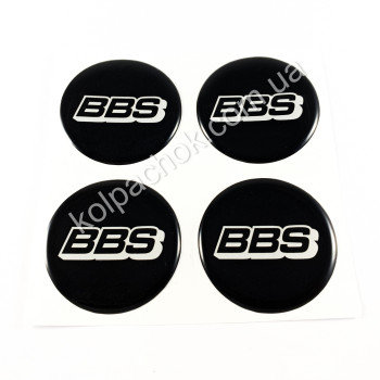 Наклейки для колпачков на диски BBS черные/белый лого (45мм) Наклейки для колпачков на диски BBS черные/белый лого (45мм)