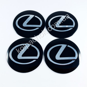 Наклейки для ковпачків на диски Lexus чорні/хром лого (56мм)