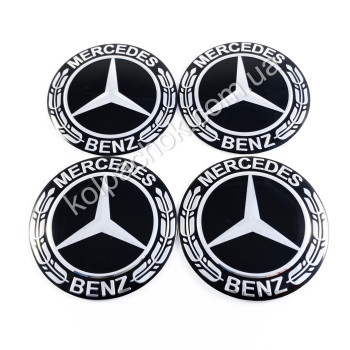 Наклейки для ковпачків на диски Mercedes-Benz новий. обр. чорні / 2 (65мм) Наклейки для ковпачків на диски Mercedes-Benz новий. обр. чорні / 2 (65мм)