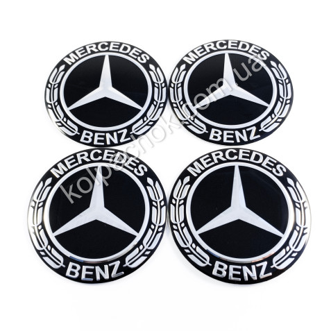 Наклейки для ковпачків на диски Mercedes-Benz новий. обр. чорні / 2 (65мм)