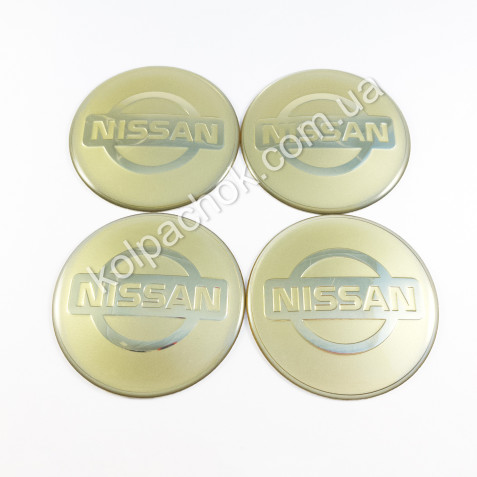 Наклейки для ковпачків на диски Nissan золото/хром лого (65мм)