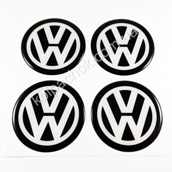 Наклейки для ковпачків на диски VolksWagen білі/чорний лого (70мм) Наклейки для ковпачків на диски VolksWagen білі/чорний лого (70мм)