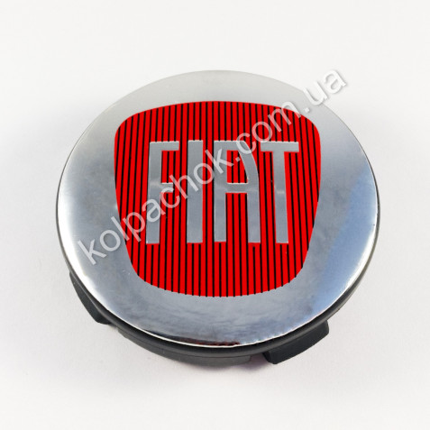 Ковпачок на диски Fiat хром/червоний лого (58мм)
