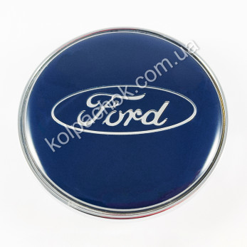 Колпачок на диски Ford хром/синий лого (62-68мм) Колпачок на диски Ford хром/синий лого (62-68мм)