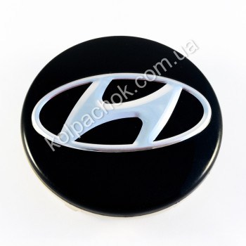 Ковпачок на диски Hyundai чорний/хром лого 52960-3X500 (60мм) (Оригінал)