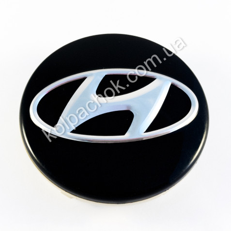 Ковпачок на диски Hyundai чорний/хром лого 52960-3X500 (60мм) (Оригінал)