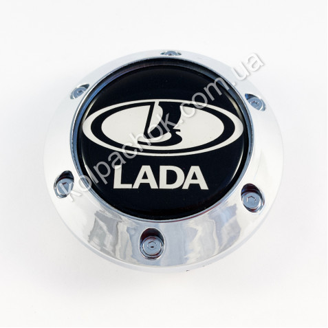 Ковпачок на диски Lada конус/болти/чорний лого (56-64мм)