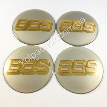 Наклейки для колпачков на диски BBS серебро/золотой лого (70мм)