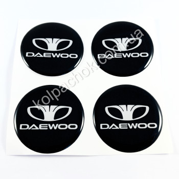 Наклейки для ковпачків на диски Daewoo чорні (45мм)